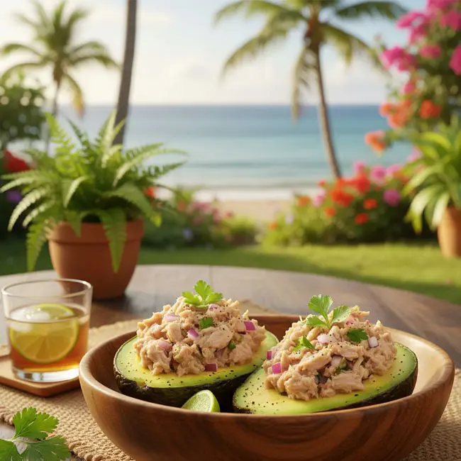 Abacate Recheado com Tuna – Quick appetizer recipe from Guinea-Bissau