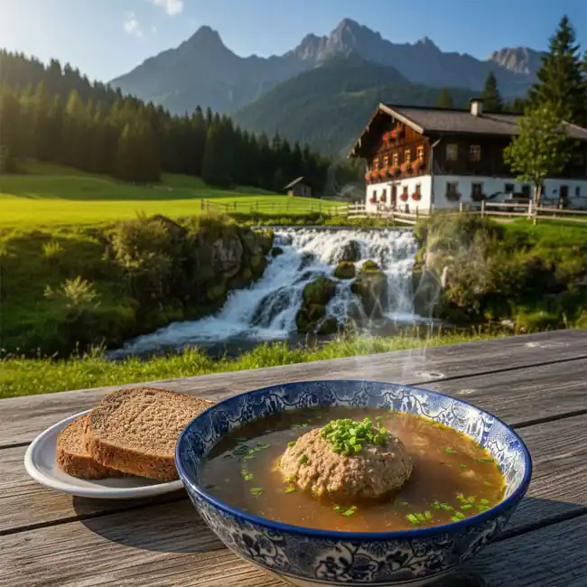 Leberknödelsuppe – Popular soup recipe from Austria