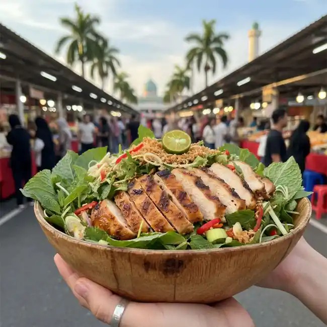 Grilled Chicken Ulam-Inspired Herb Salad – Keto salad recipe from Brunei