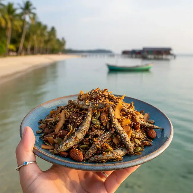 Keto Spiced Almond & Anchovy Crunch Mix – Low-Carb snack recipe from Brunei