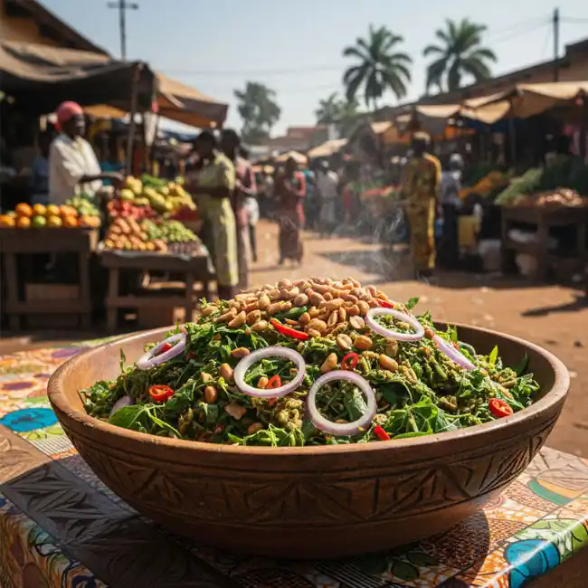 Cassava Leaf and Peanut Salad – Beginner-friendly salad recipe from Gabon