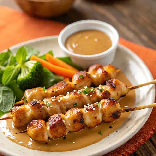 Chicken Satay with Peanut Sauce – Authentic appetizer recipe from Thai
