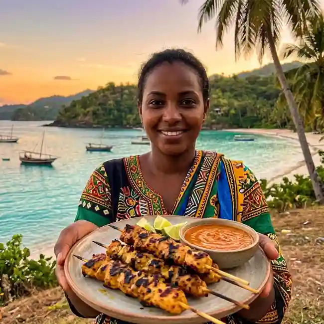 Grilled Coconut & Lime Chicken Skewers – Minimal Cleanup appetizer recipe from Comoros