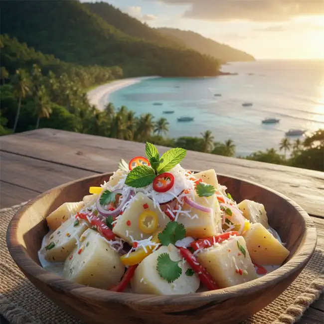 Traditional Cassava Coconut Salad – Flavorful salad recipe from Fiji