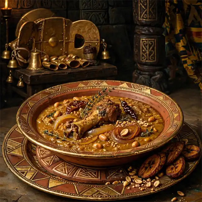 Golden Ashanti Royal Groundnut Stew with Spiced Guinea Fowl – imperial main dish recipe from Ghana