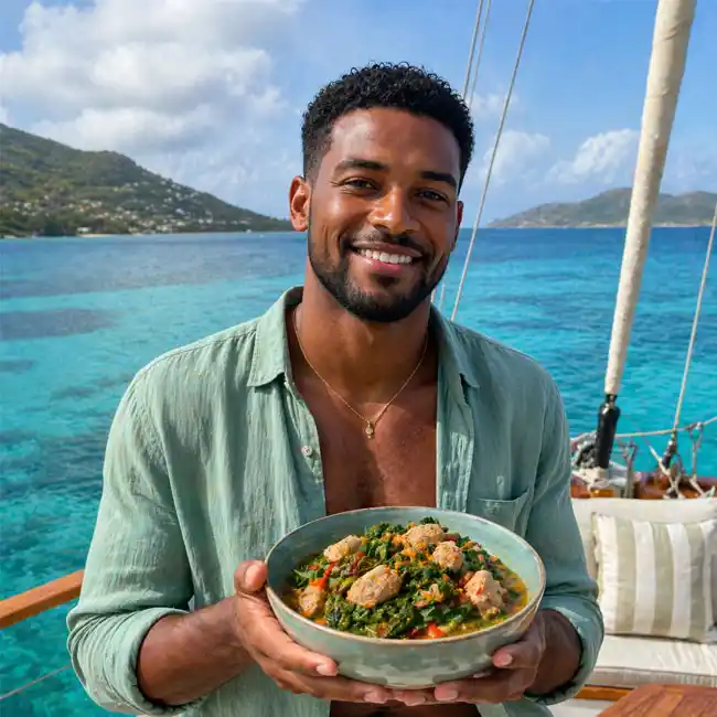 Callaloo with Lean Protein – Vegetarian main dish recipe from Grenada