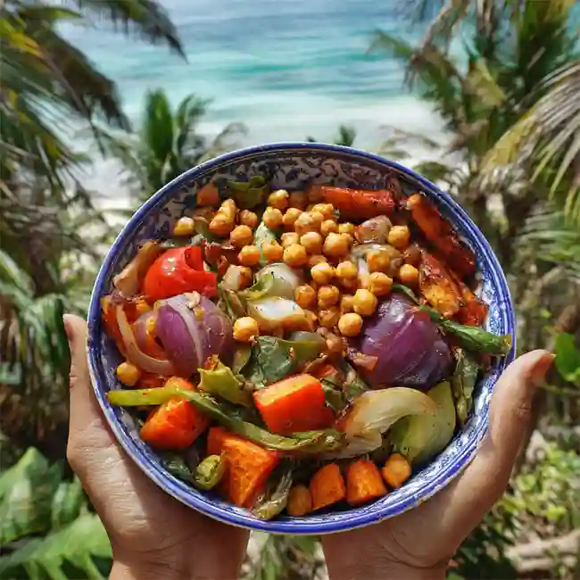 Spiced Chickpea & Roasted Veggie Island Bowl – Lifestyle salad recipe from Grenada