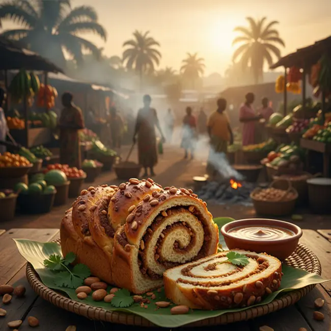 Groundnut Swirl Bread – Beginner-friendly bread recipe from Gabon