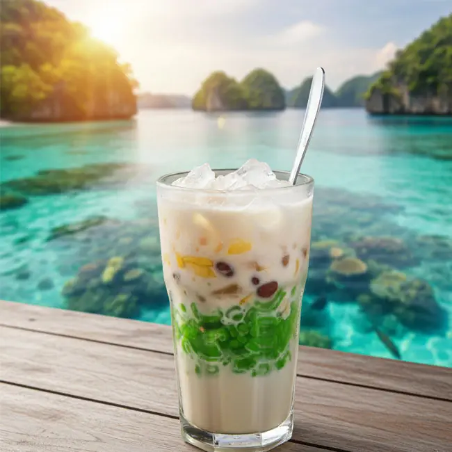 Iced Coconut Milk with Palm Sugar – Easy drink recipe from Indonesia