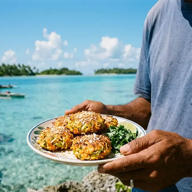 Baked Coconut Cabbage & Pumpkin Fritters – Fast snack recipe from Kiribati