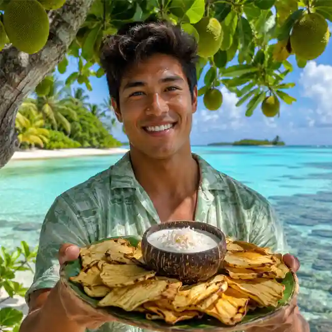 Crispy Breadfruit Chips with Coconut Dip – Weeknight appetizer recipe from Kiribati
