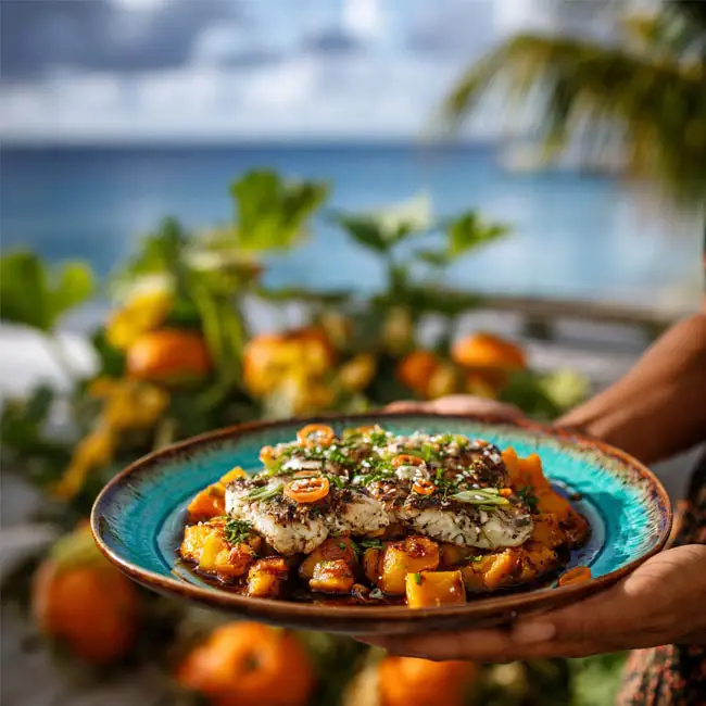 Ginger Soy Baked Fish with Pumpkin – Fast main dish recipe from Kiribati