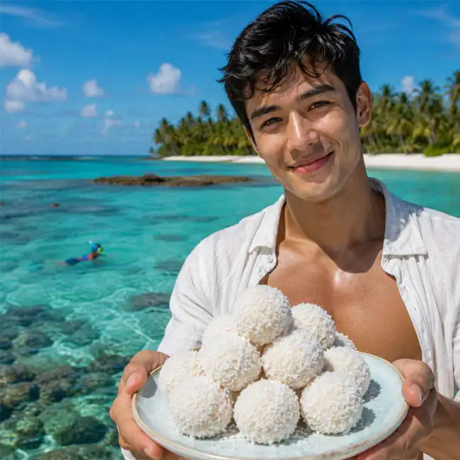 Karioki Coconut Snow Balls – Weeknight dessert recipe from Kiribati