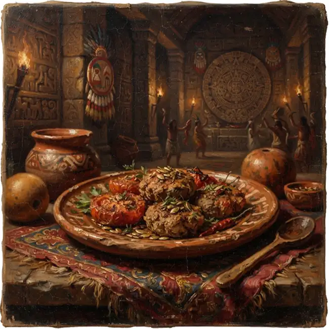 Imperial Tenochtitlan Roasted Tomato & Pumpkin Seed Bites – royal starters appetizer recipe from Mexico