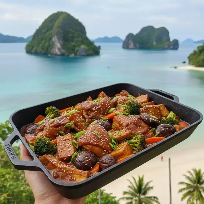 One-Pan Malaysian Soy-Ginger Braised Vegetables & Protein – Celebration main dish recipe from Malaysia