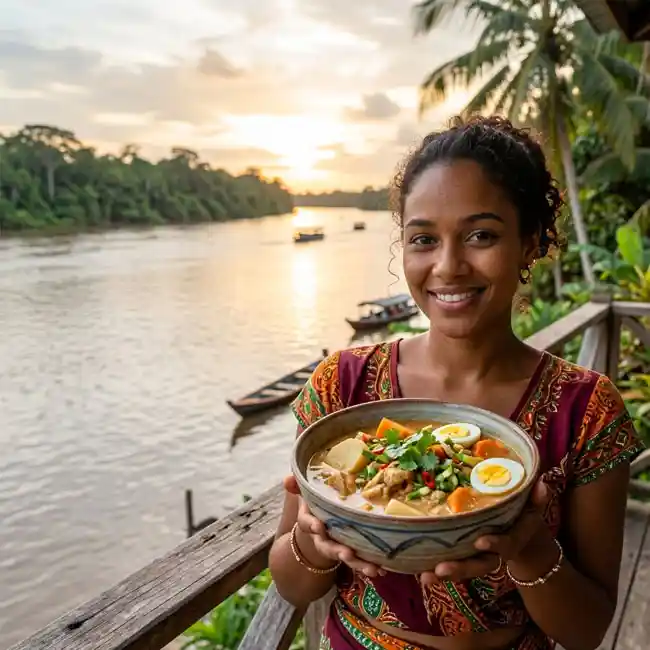 Rich Surinamese Chicken Peanut Soup – Festive soup recipe from Suriname