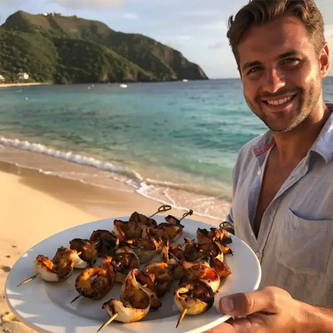 Grilled Spiced Conch Skewers – Sugar-Free appetizer recipe from Saint Kitts and Nevis