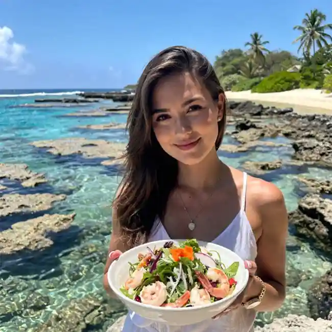 Keto Coconut Shrimp Island Salad – Low-Carb salad recipe from Saint Kitts and Nevis