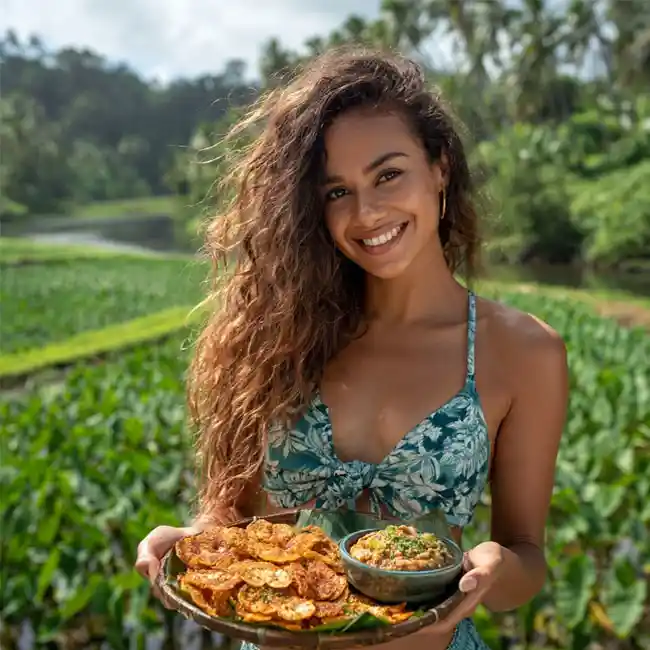 Crispy Taro Chips with Samoan Luʻau Dip – Celebration appetizer recipe from Samoa