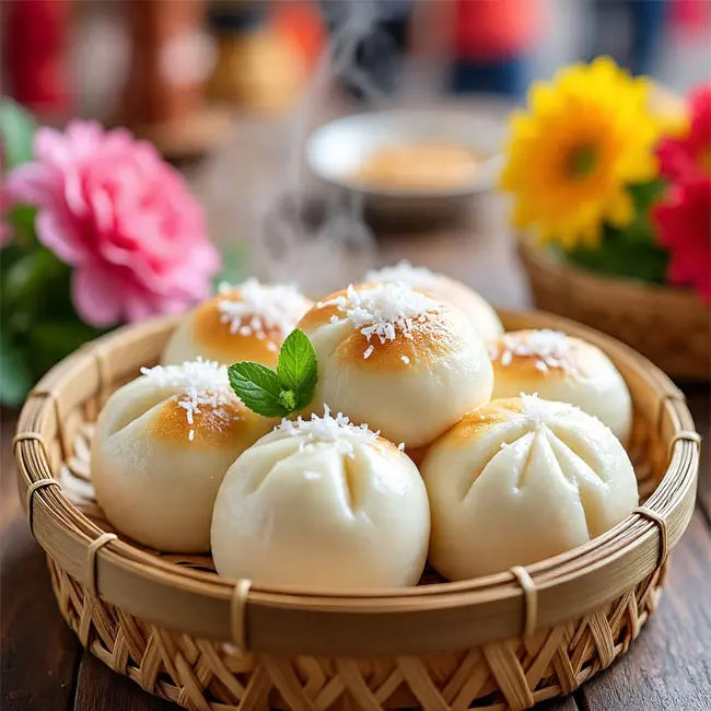 Sticky Rice Buns with Coconut Filling – Real bread recipe from Thai