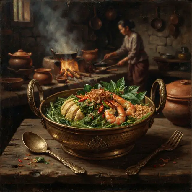 Phra Ram Long Song Shong Klong – aristocratic garden greens salad recipe from Thailand