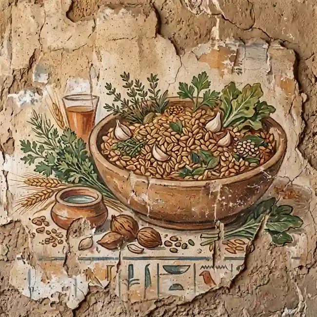 The Sacred Pharaoh’s Golden Kamut and Herb Medley – primitive grains and flatbreads recipe from Ancient Egyptian