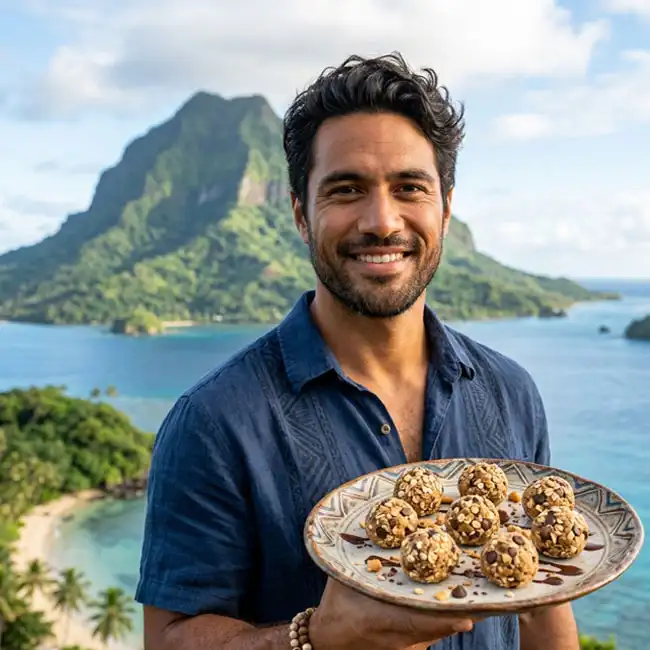 No-Bake Peanut Butter Chocolate Chip Protein Balls – High-Protein snack recipe from Tonga