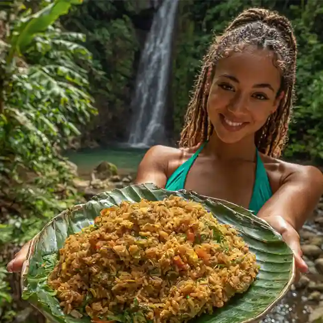 Smoky Sardine Fried Rice Caribbean Style – Under $5 main dish recipe from Trinidad and Tobago