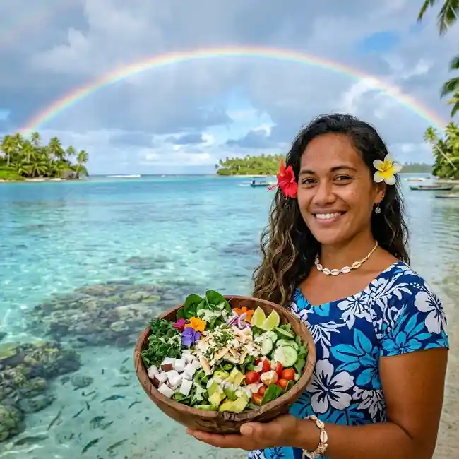 Coconut & Island Greens Salad – Keto salad recipe from Tuvalu
