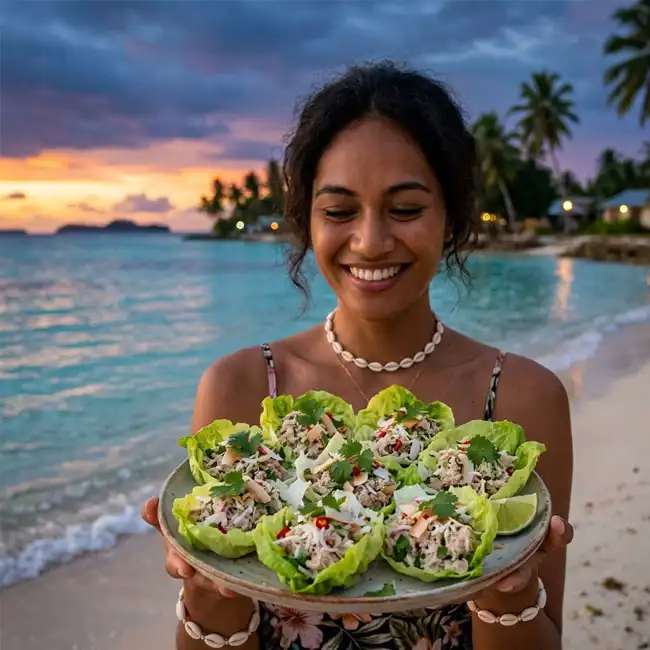 Coconut Tuna Lettuce Bites – Keto appetizer recipe from Tuvalu