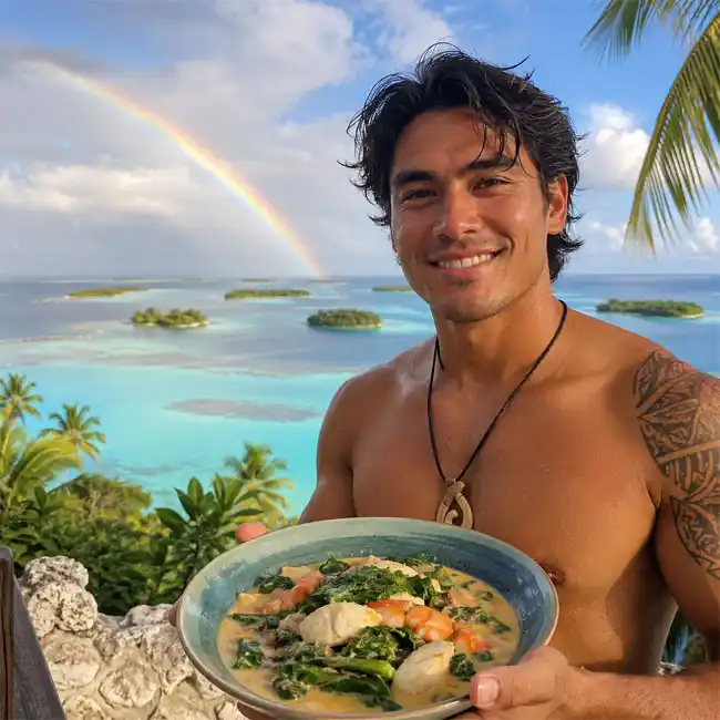 Pacific Island Spinach and Seafood Stew – Low-Carb main dish recipe from Tuvalu