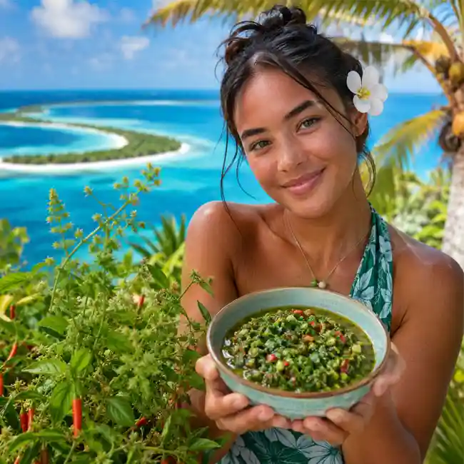 Spicy Pulaka Leaf Chimichurri – Low-Carb sauce recipe from Tuvalu