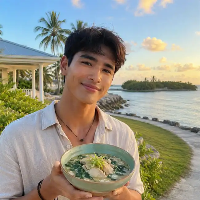 Tuvaluan Spinach & Coconut Chicken Soup – Low-Carb soup recipe from Tuvalu