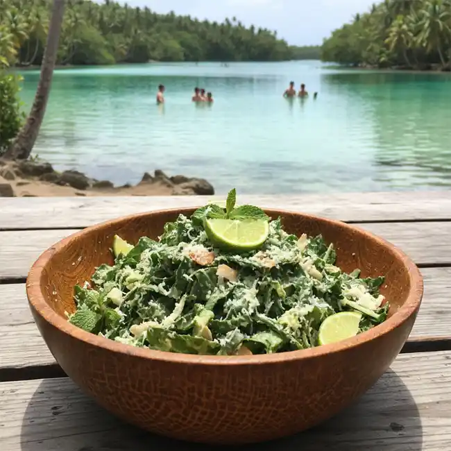 Coconut Lime Taro Leaf Salad – Flavorful salad recipe from Vanuatu