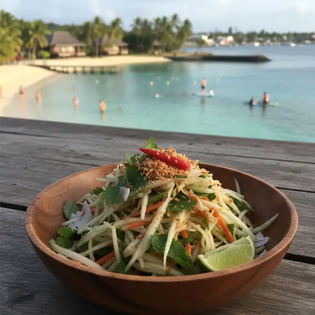 Tropical Green Papaya Herbal Salad – Specialty salad recipe from Vanuatu